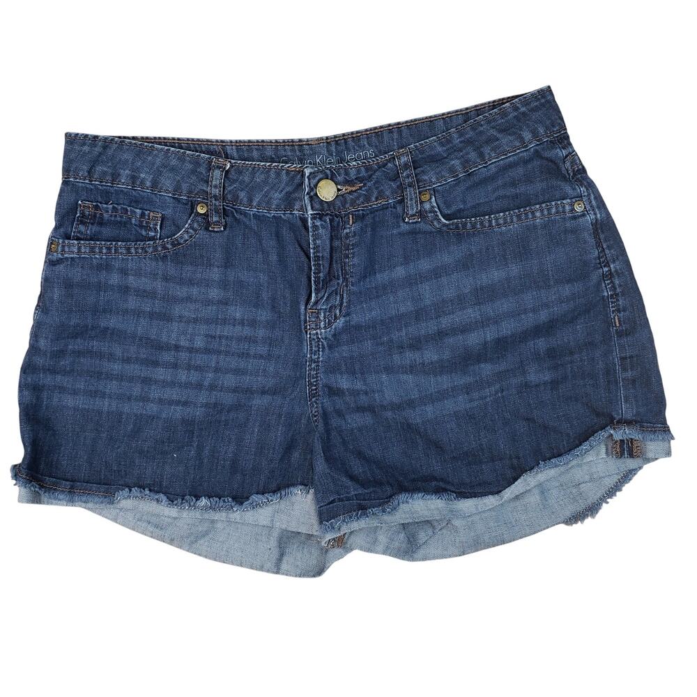 Calvin Klein Cuffed Hi-Rise Denim Shorts Size 4